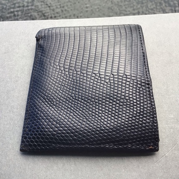 Neiman Marcus Slim Signature Lizard Wallet Made in USA Black - Picture 14 of 15